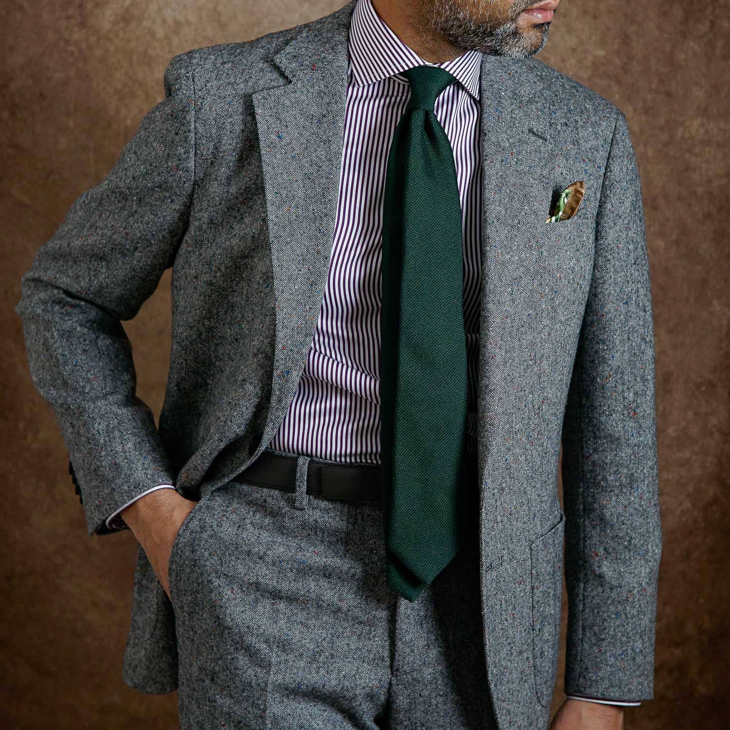 Best luxury grenadine silk tie -green