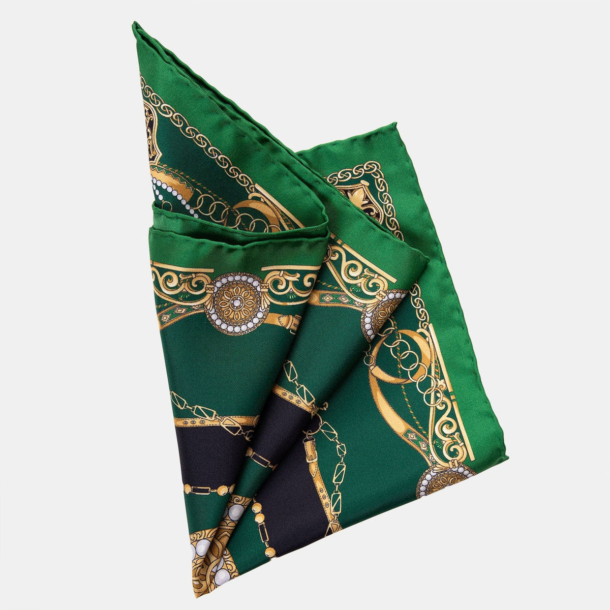 Emerald Green Silk Large Pocket Square - Hand Rolled