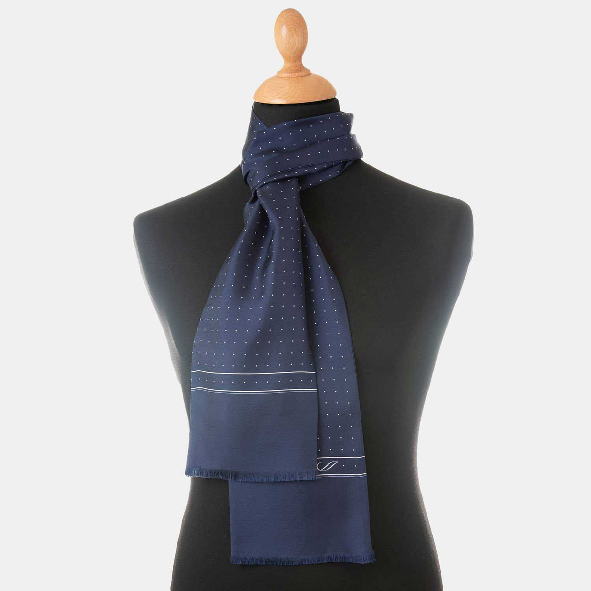 navy blue silk opera scarf