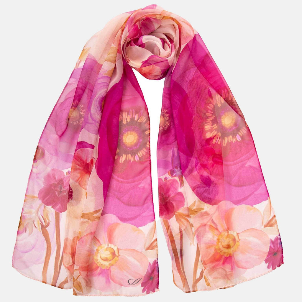 【新品未使用タグ付】marge tulle floral sheer scarf Pink-silk-sheer-scarf-for-