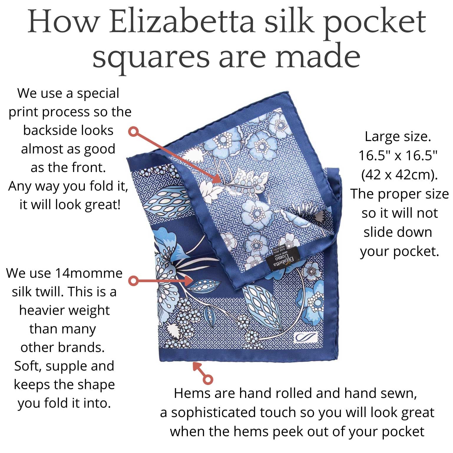 Hermès Silk Patterned Pocket Square - Blue Pocket Squares, Suiting