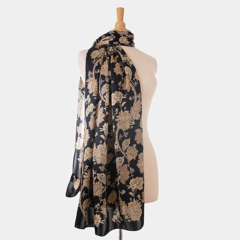 Black Fire and Sky Satin Shawl