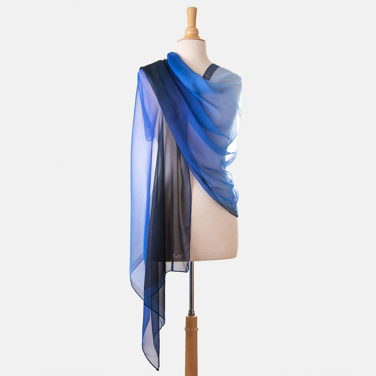 Blue Ombre Large Silk Wrap Shawl