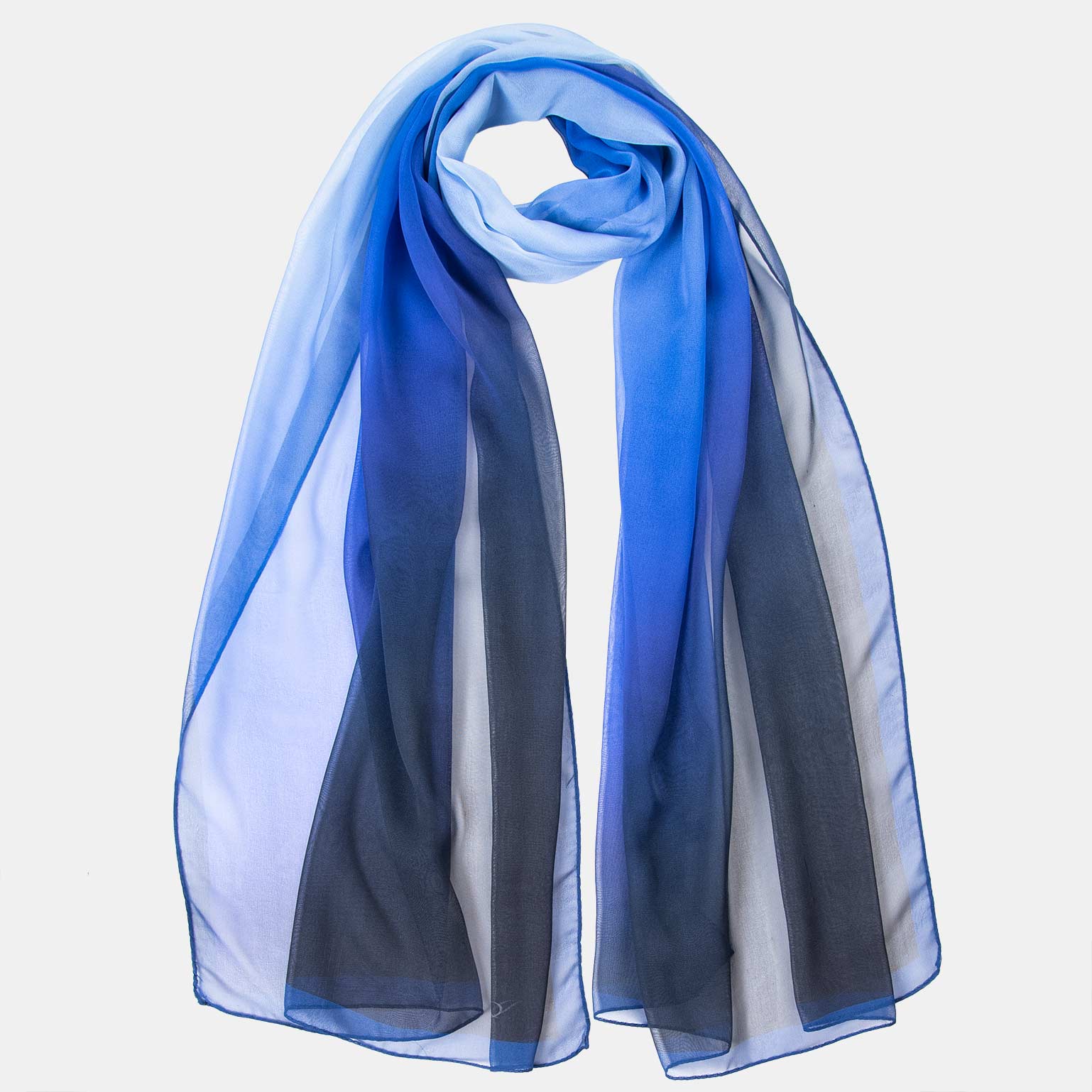 blue silk Georgette Italian shawl evening wrap
