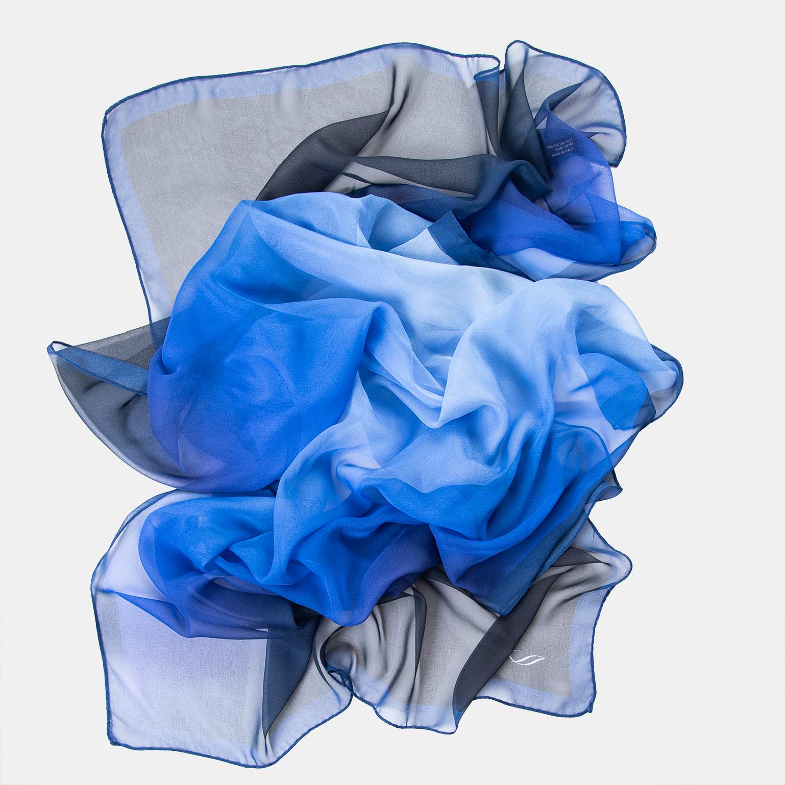 Blue Ombre Large Silk Wrap Shawl - Main Image