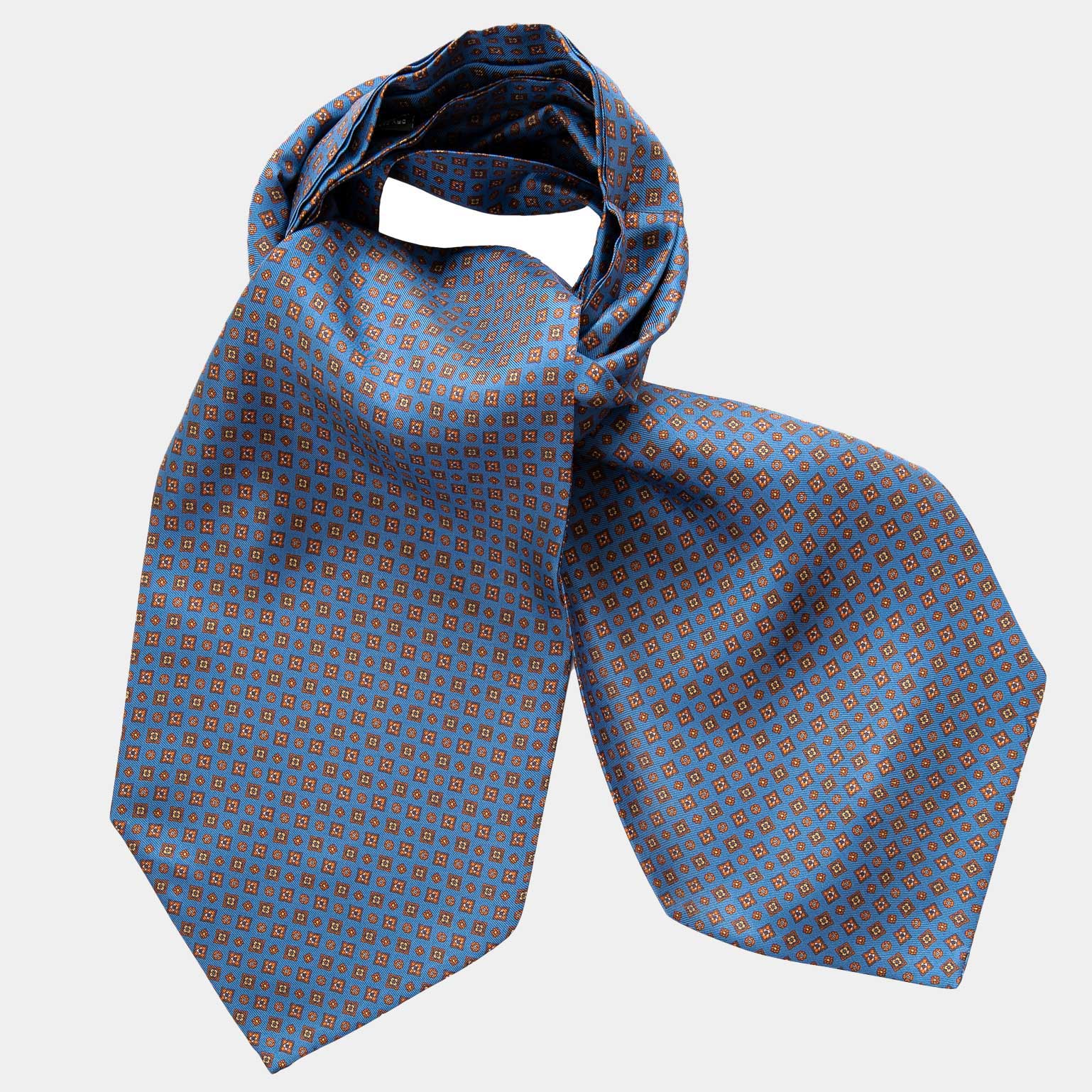 Blue Ascot Cravat Necktie - 100% Made in Italy