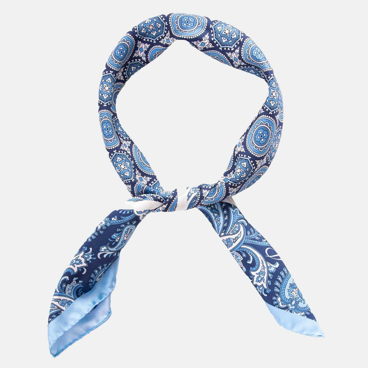 Blue and White Paisley Silk Neckerchief