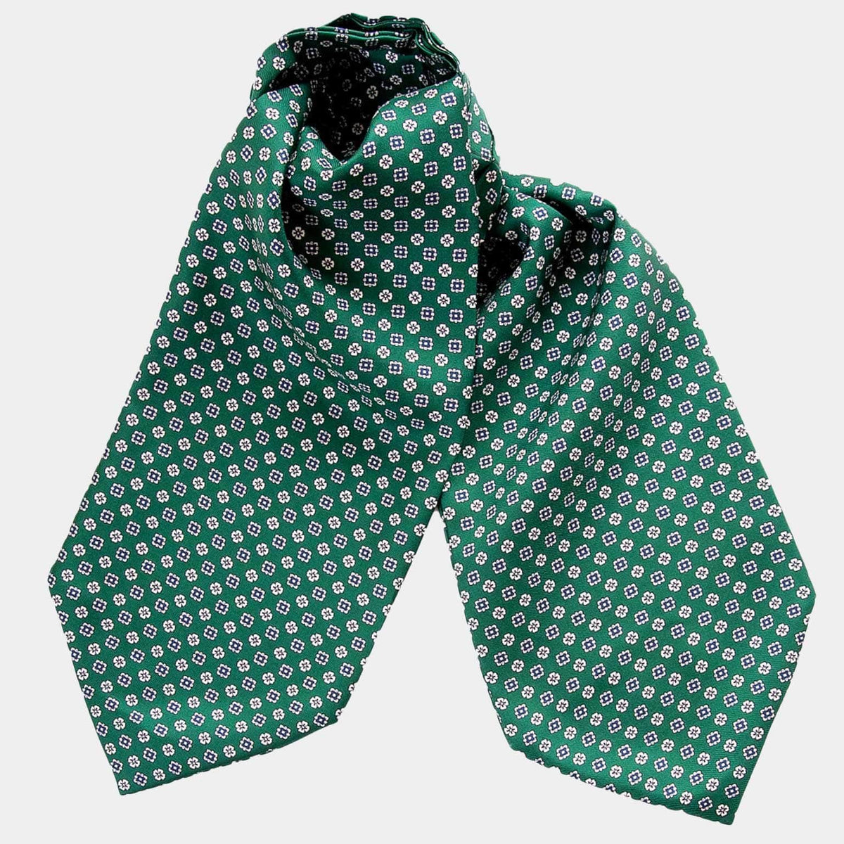 Green and Navy Ascot Cravat Tie - Made in Italy