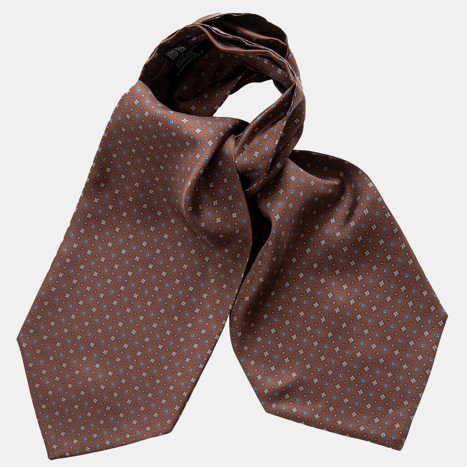 Brown Ascot Cravat Necktie - 100% Made in Italy