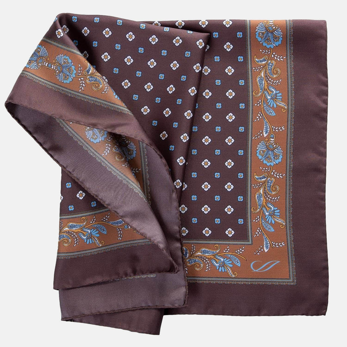 mens brown silk square scarf