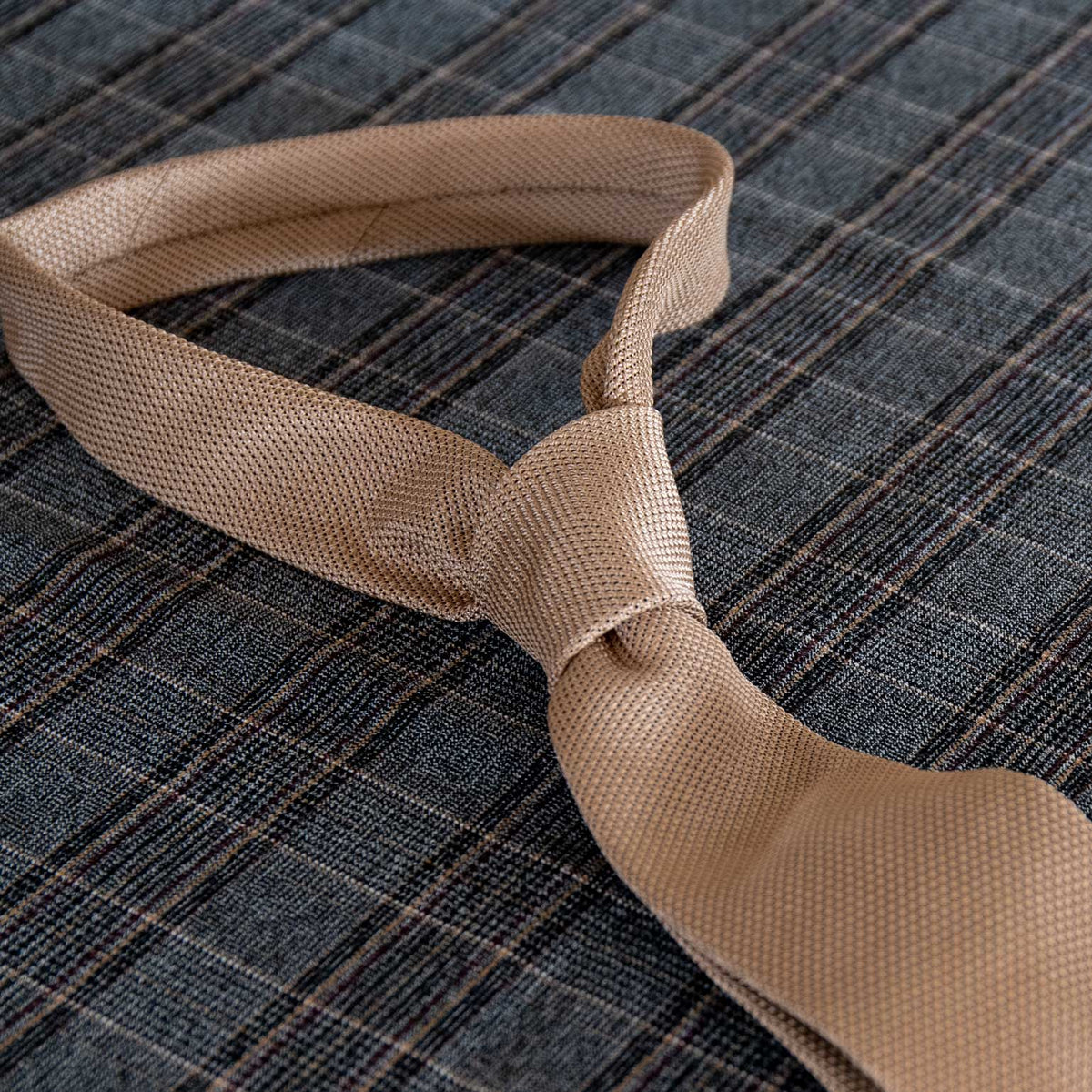 Italian Extra Long Grenadine Silk Tie - Camel