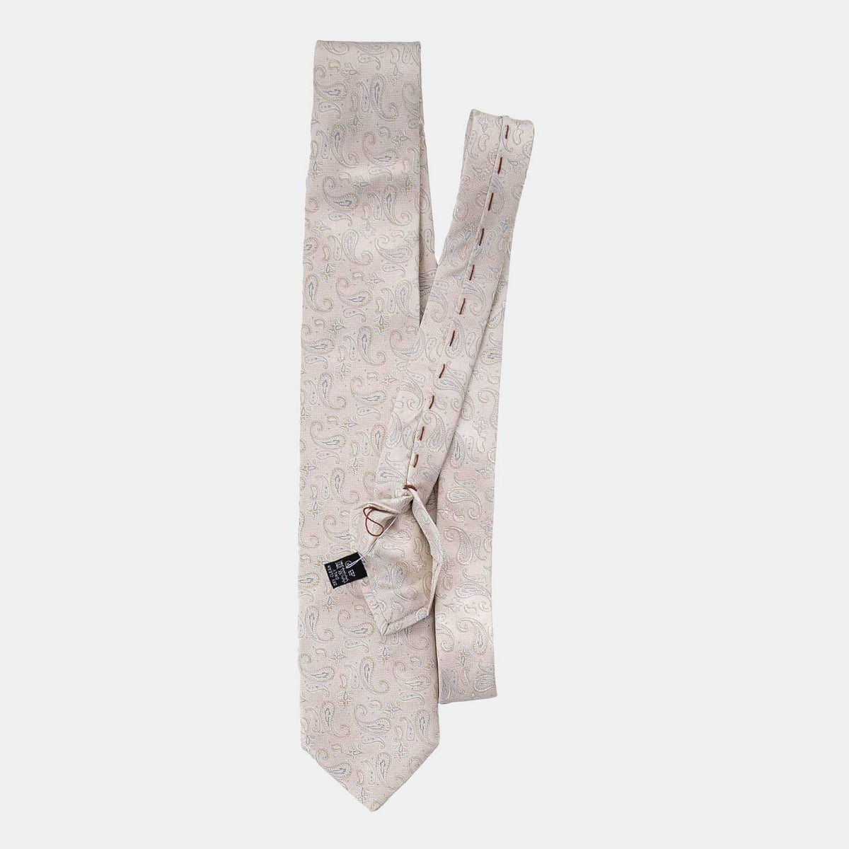 Extra Long Silk Tie - Ivory and Silver Paisley