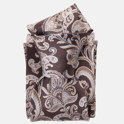 Handmade Brown Paisley Italian Silk Tie