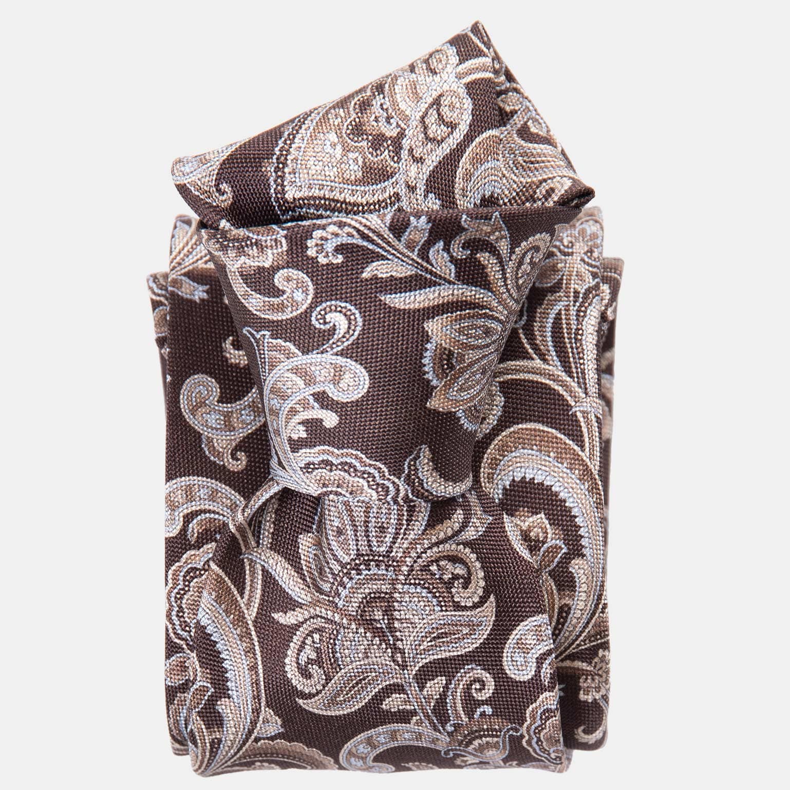 Handmade Brown Paisley Italian Silk Tie