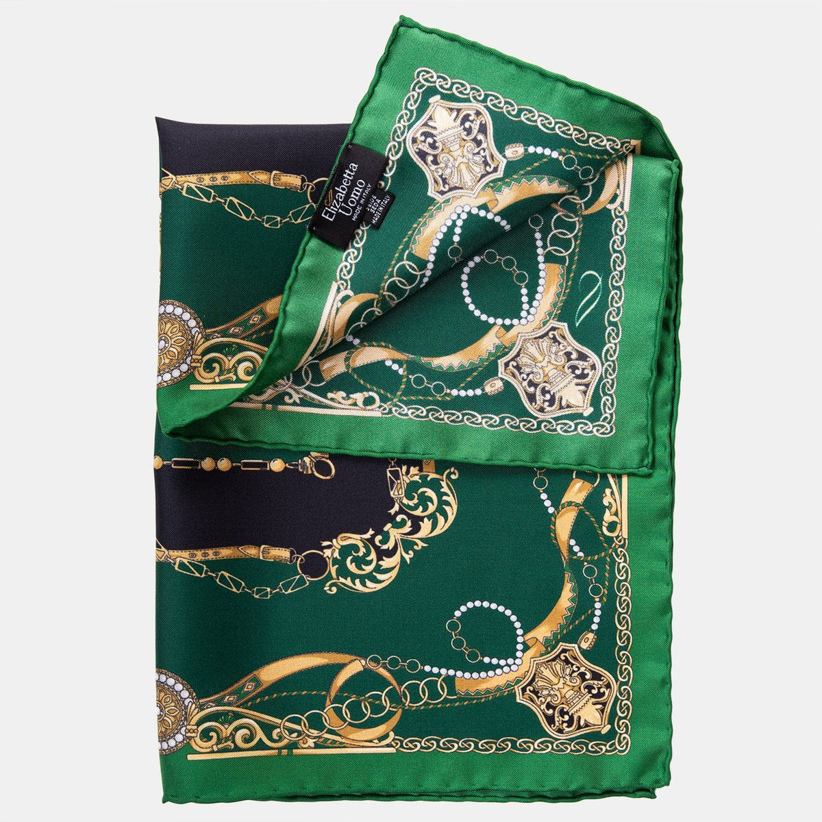 Emerald Green Silk Large Pocket Square - Hand Rolled