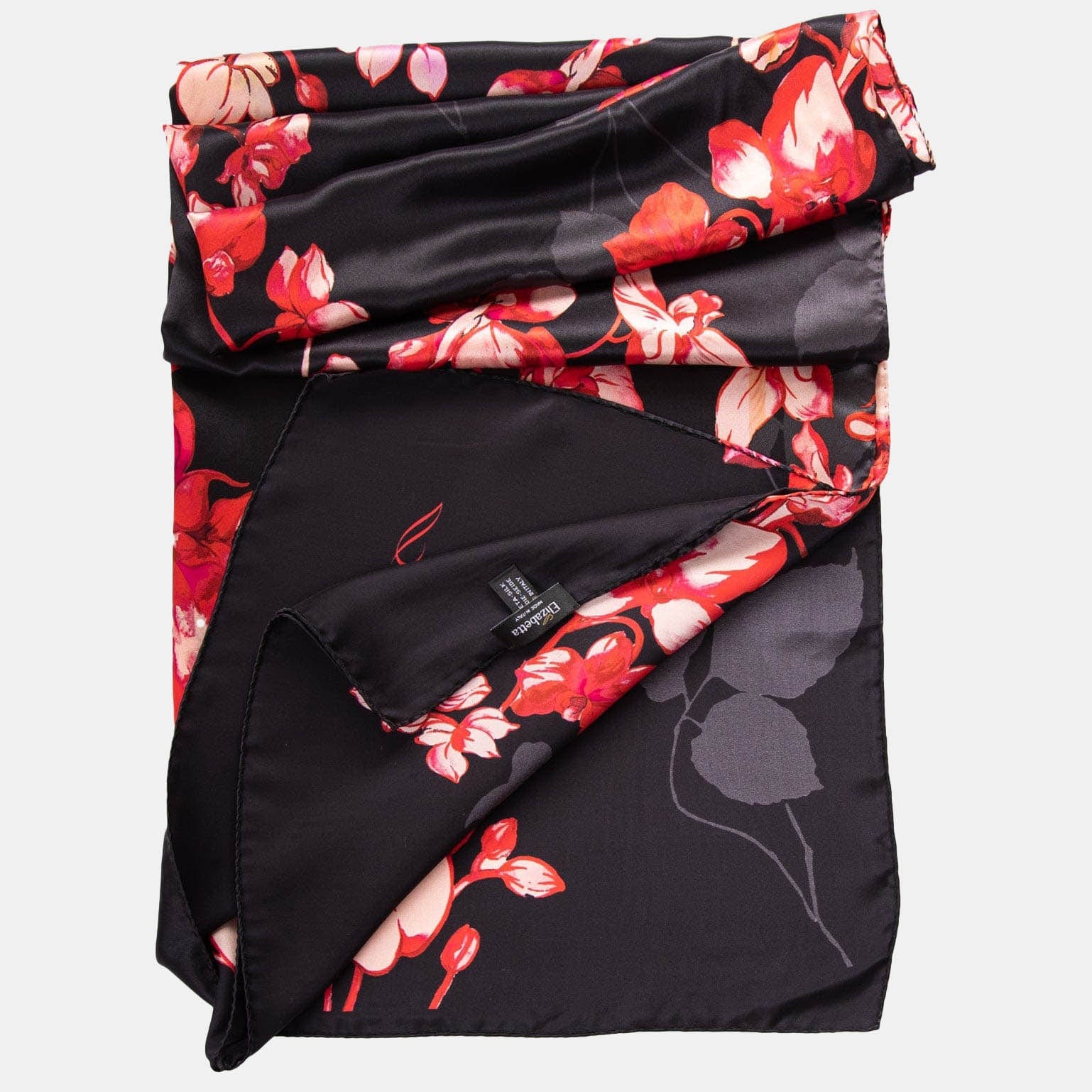 Silk Scarf/Evening Shawl - Black, Red, and Gold Shield