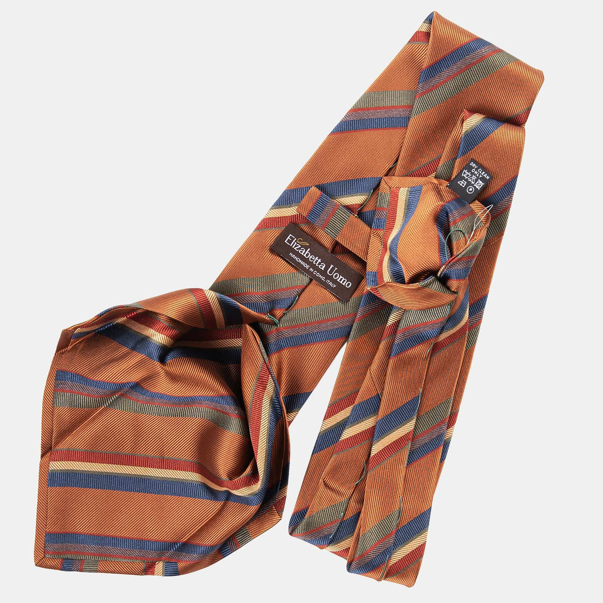 Italian Silk Tie - Burnt Orange Stripes
