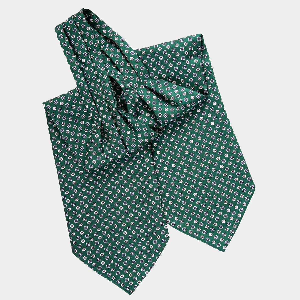 Green and Navy Ascot Cravat Tie - Made in Italy