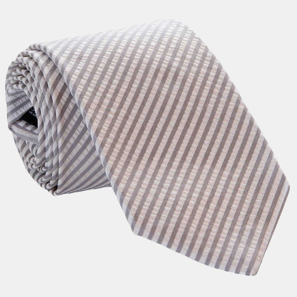 Grey Striped Tie - Extra Long - Made in Como Italy