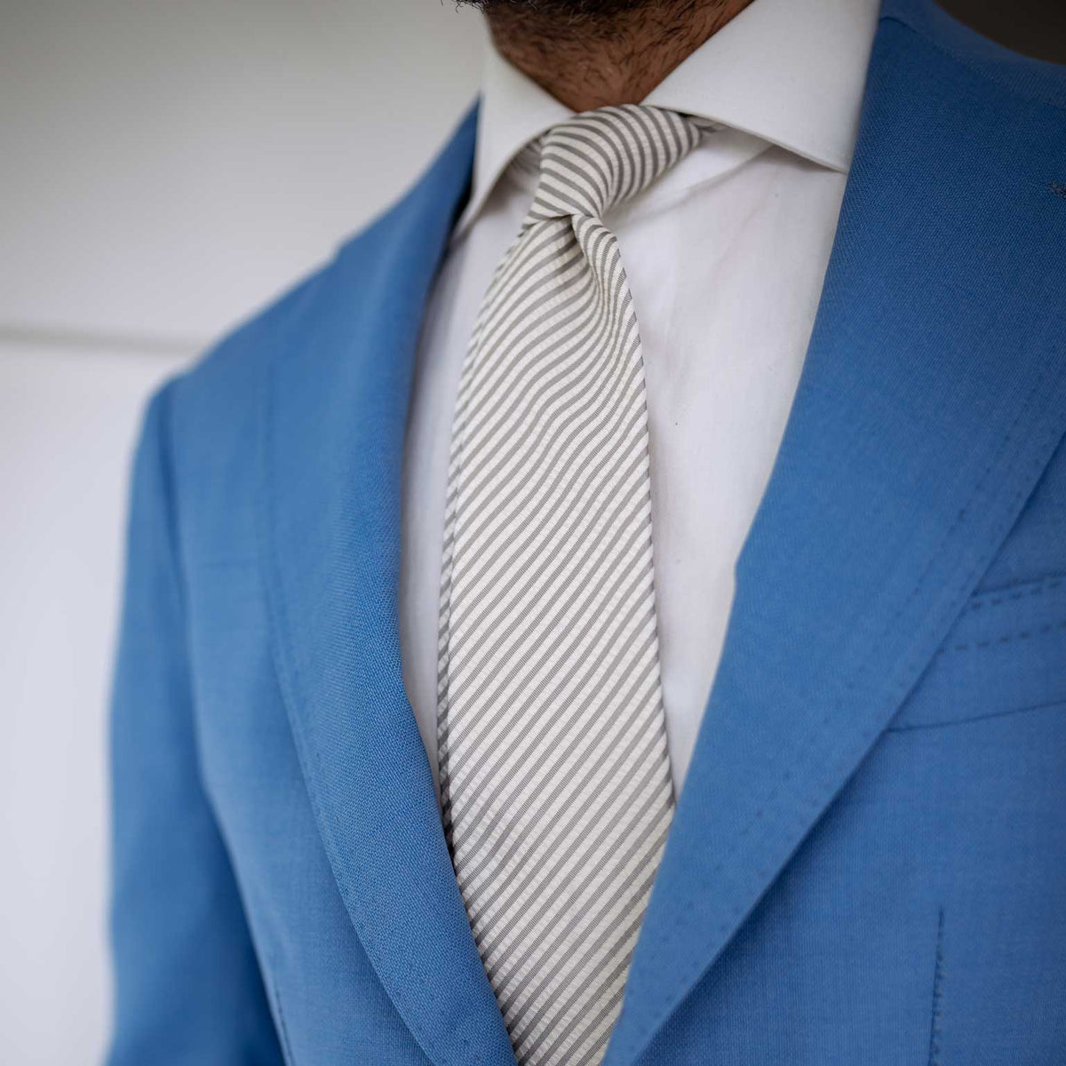 Grey Striped Tie - Extra Long - Made in Como Italy