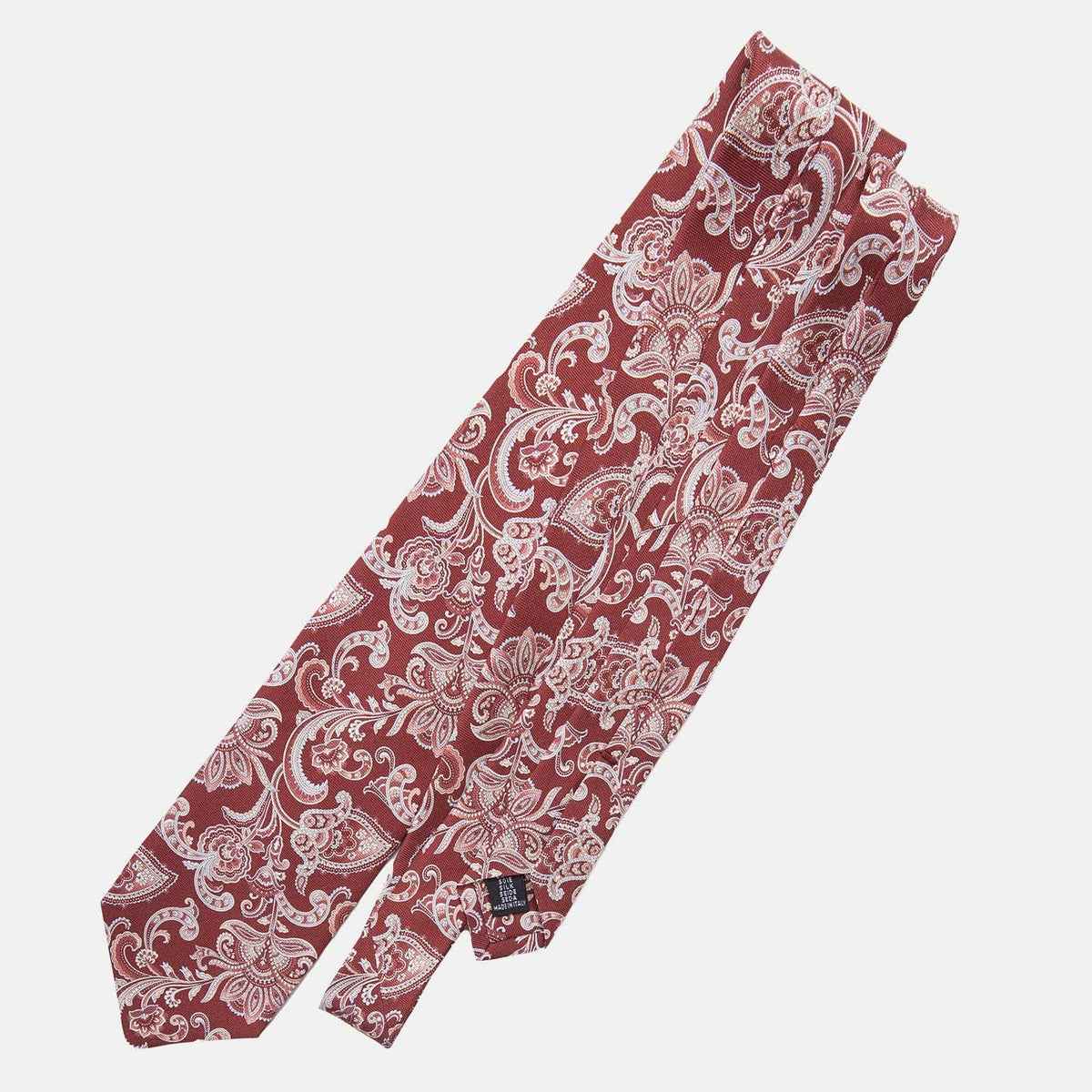  Extra Long Red Paisley Italian Silk Tie