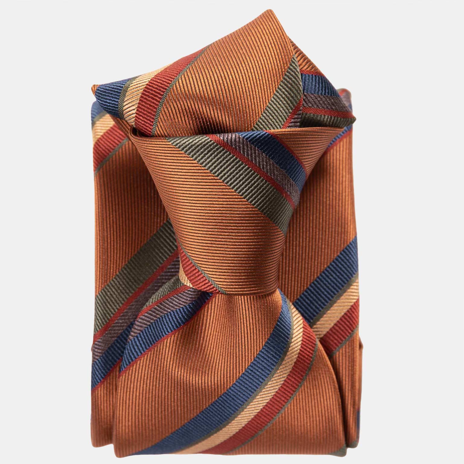 Italian Silk Tie - Burnt Orange Stripes