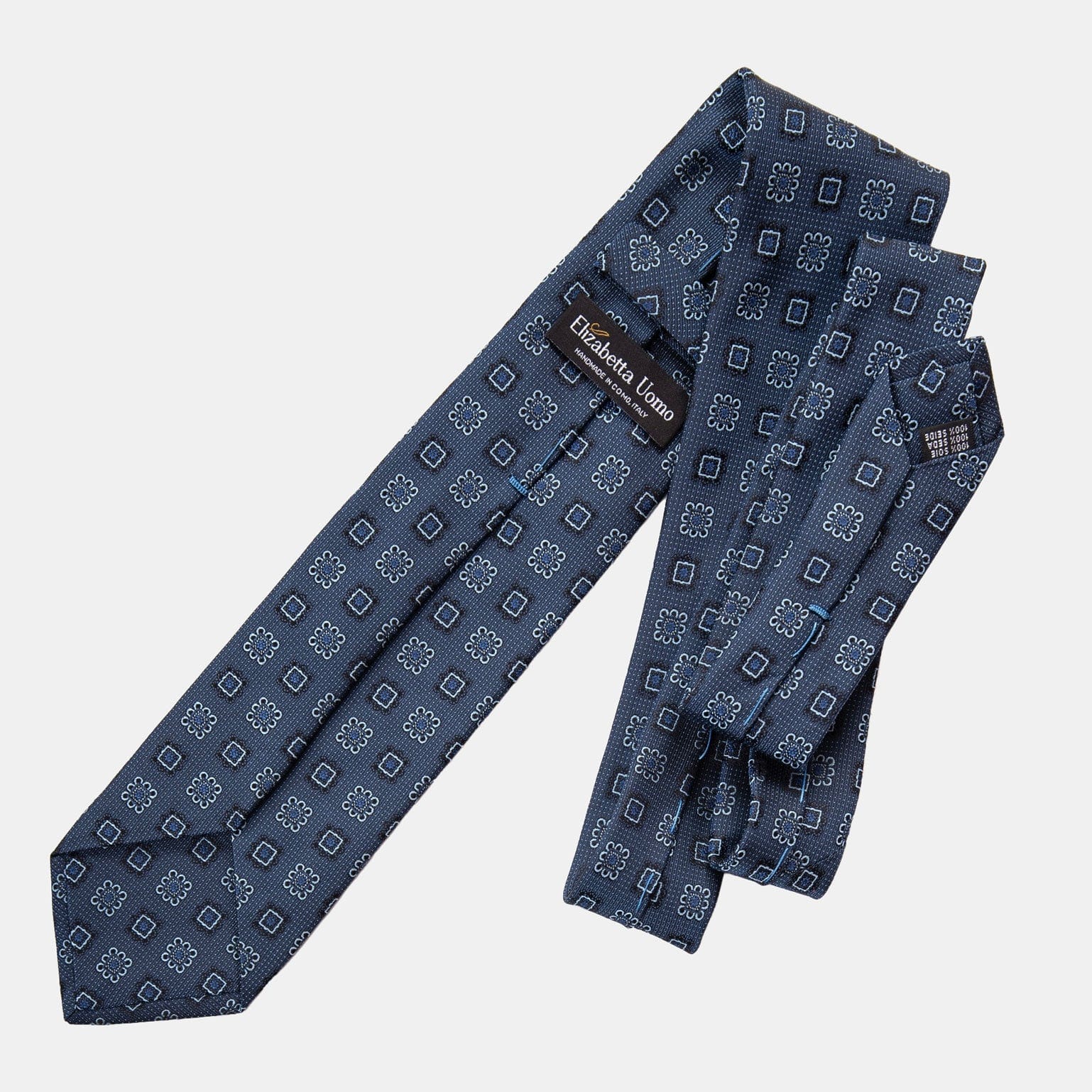 Blue Silk Jacquard Tie - Handmade in Como italy