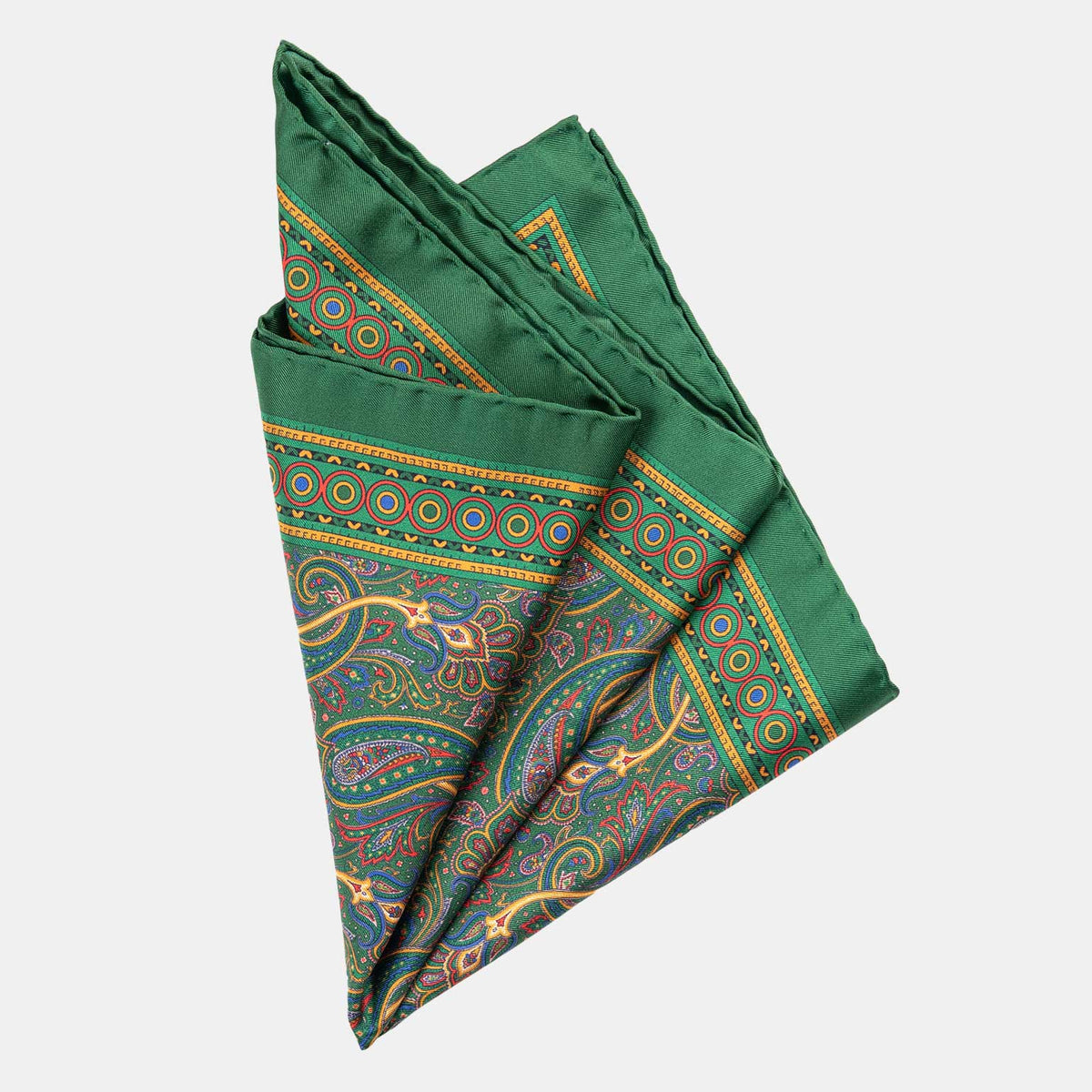 Hand Rolled Emerald Green Silk Pocket Square