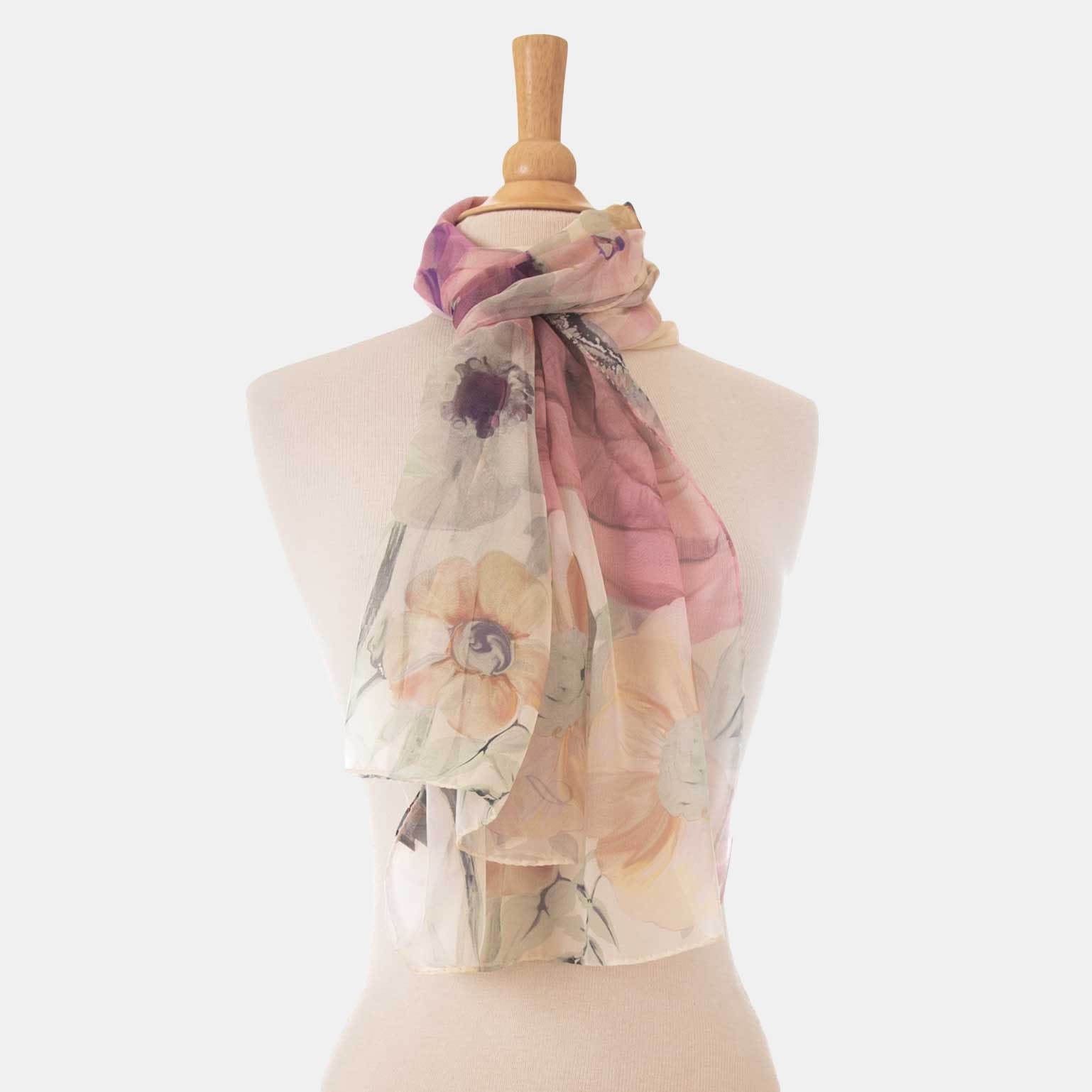 Elizabetta Women's Pink Long Silk Scarf - Floral