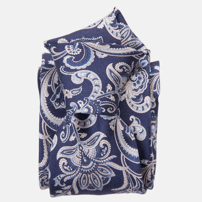 Handmade Navy Paisley Italian Silk Tie