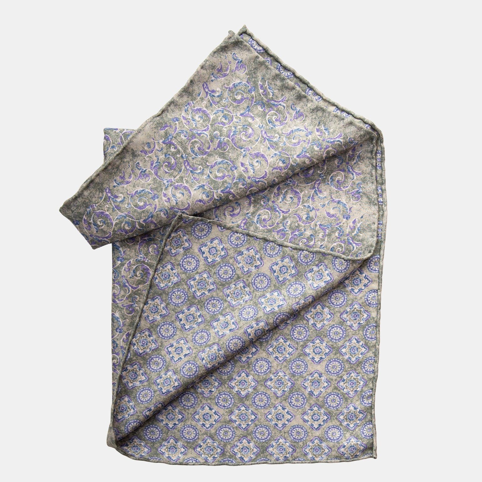 Green & Purple Double Sided Silk Pocket Square