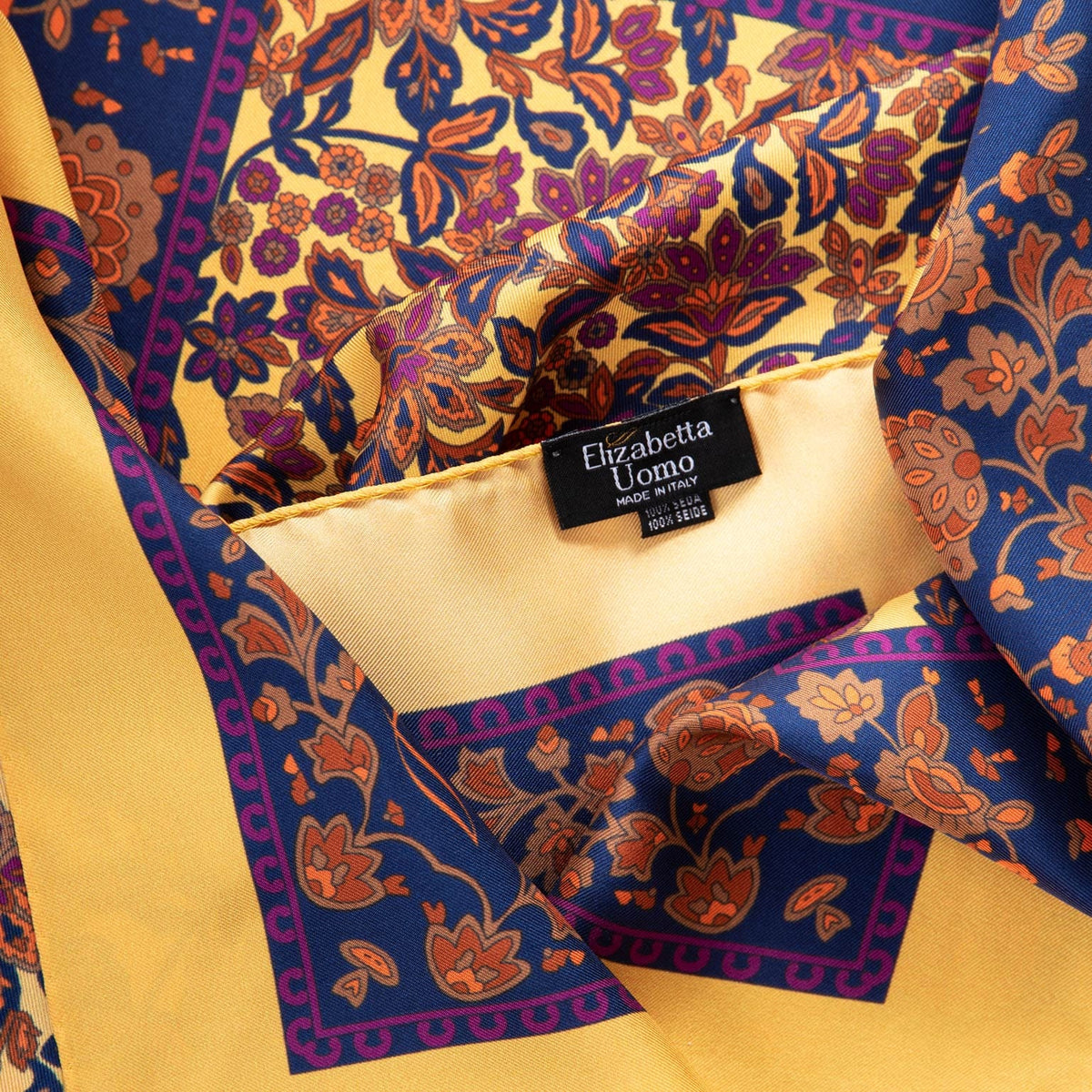 Yellow Floral Silk Neckerchief - Made in Italy