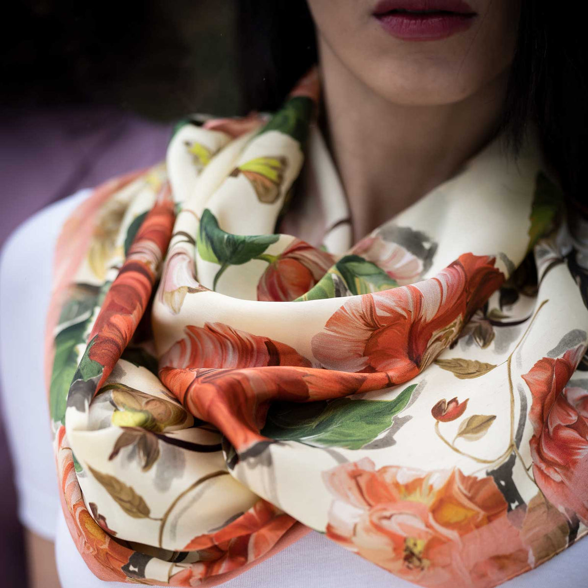 Italian designer oblong silk scarf