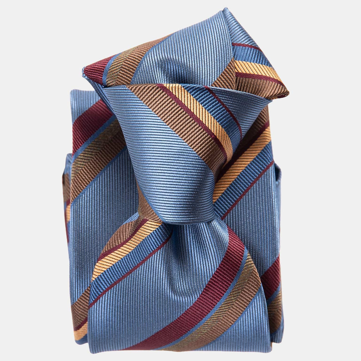 Handmade Italian Silk Tie - Steel Blue Stripes