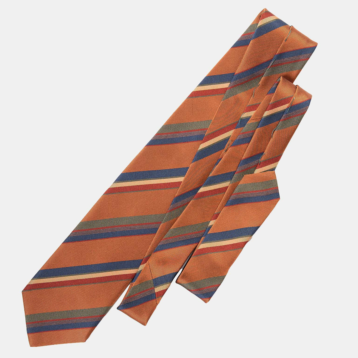 Extra Long Italian Silk Tie - Ginger Stripes