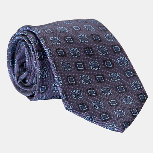 Plum Silk Jacquard Tie - Handmade in Como Italy - Elizabetta