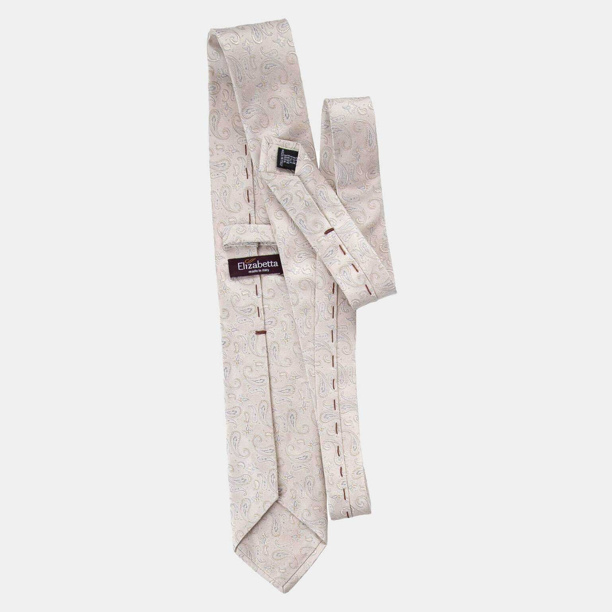 Tall Men&#39;s Italian Pure Silk Silver Paisley Tie