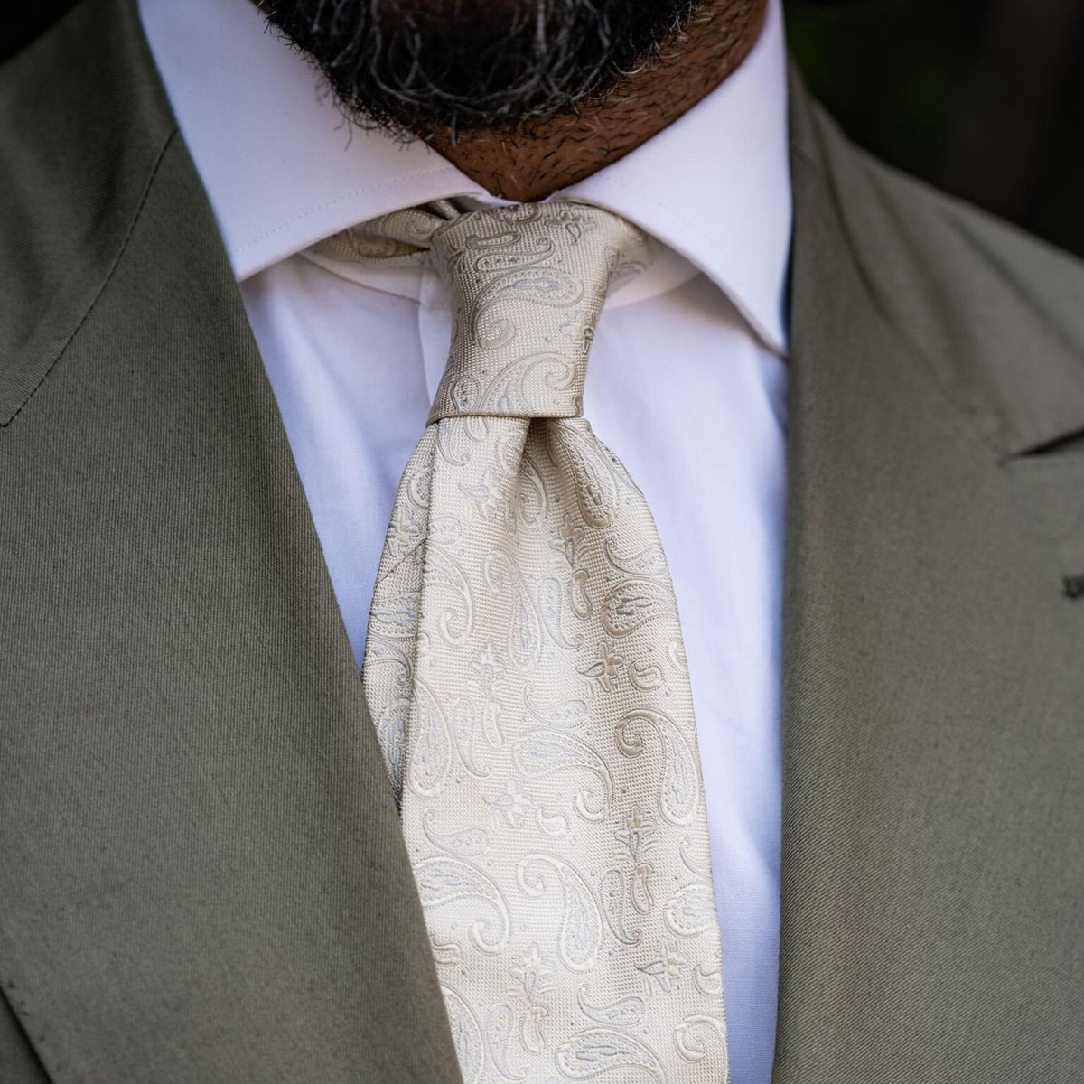 ivory paisley silk formal tie