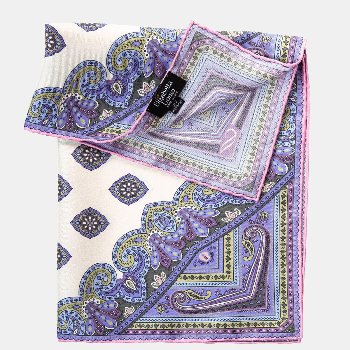 Large Italian Silk Pocket Square - Lavender - Hand Rolled