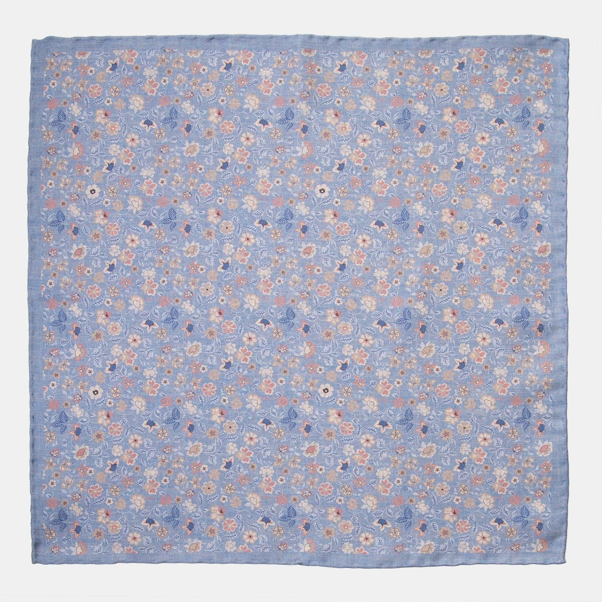 Sky blue double sided print silk pocket square