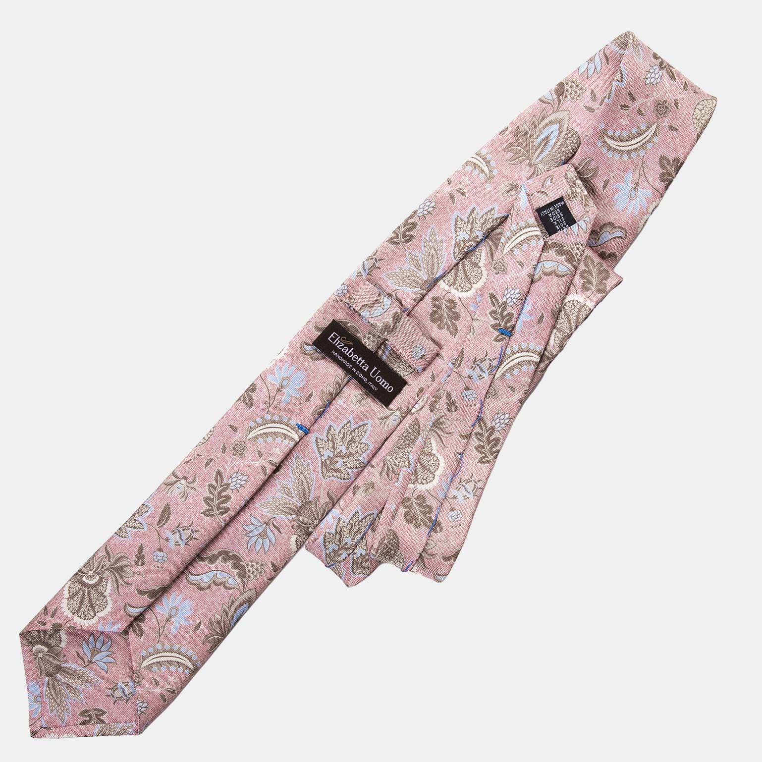 Handmade Pink Floral Italian Silk Tie - Elizabetta