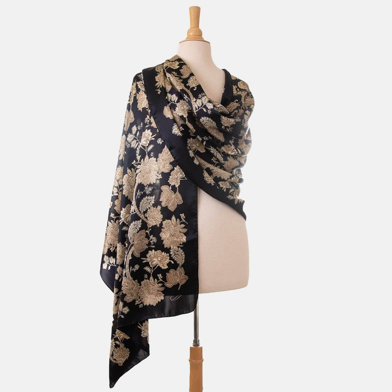 Black Fire and Sky Satin Shawl main image 1