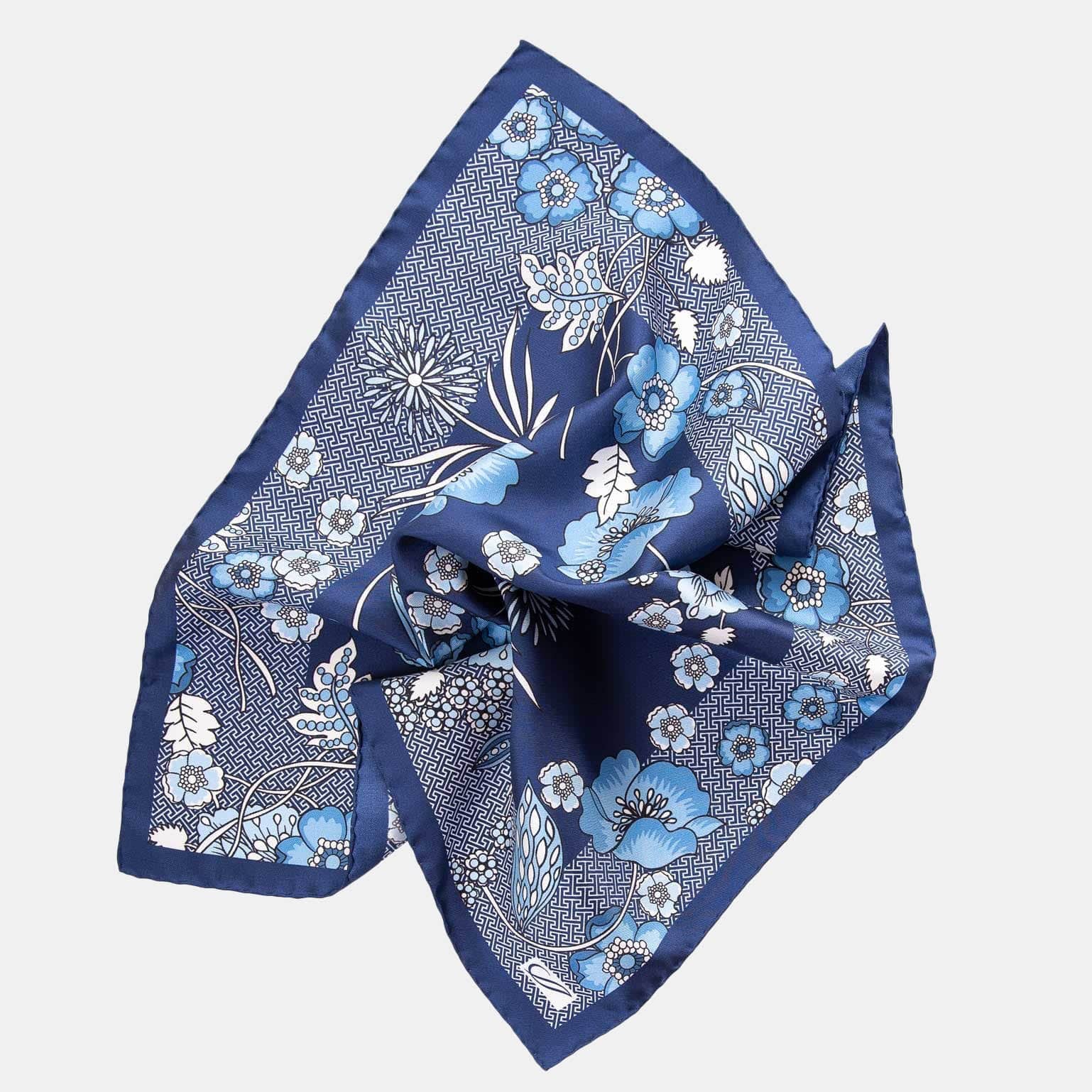 Light Blue Ornamental Motif Silk Pocket Square – Silvio Fiorello