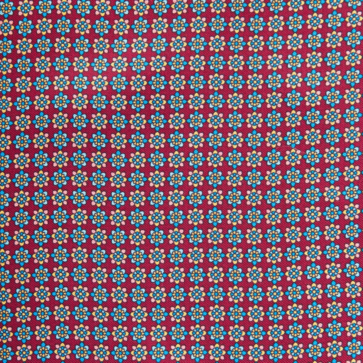 Burgundy Tiny Floral Print Silk Ascot Tie