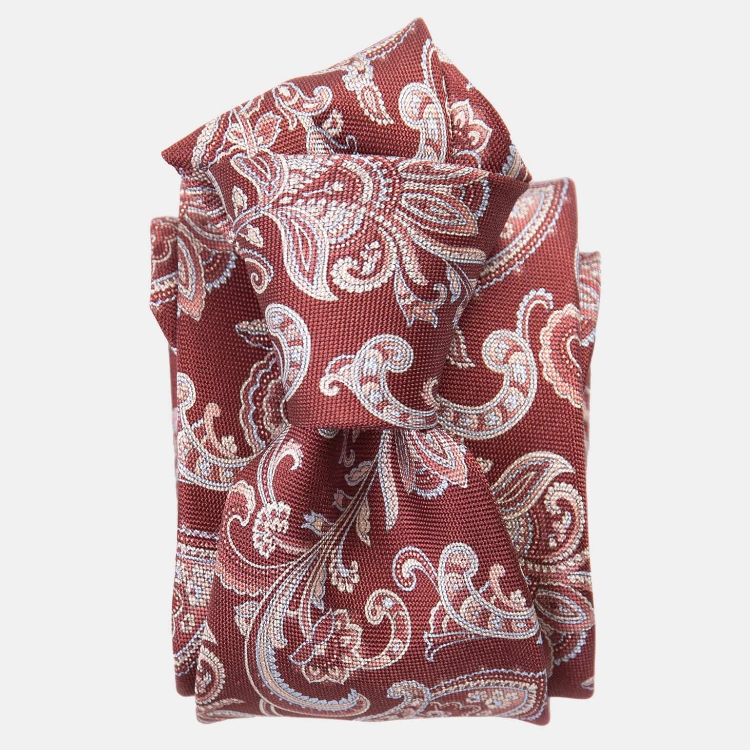 Luxury Red Silk Tie - 3 Fold - Handmade in Como Italy - Elizabetta