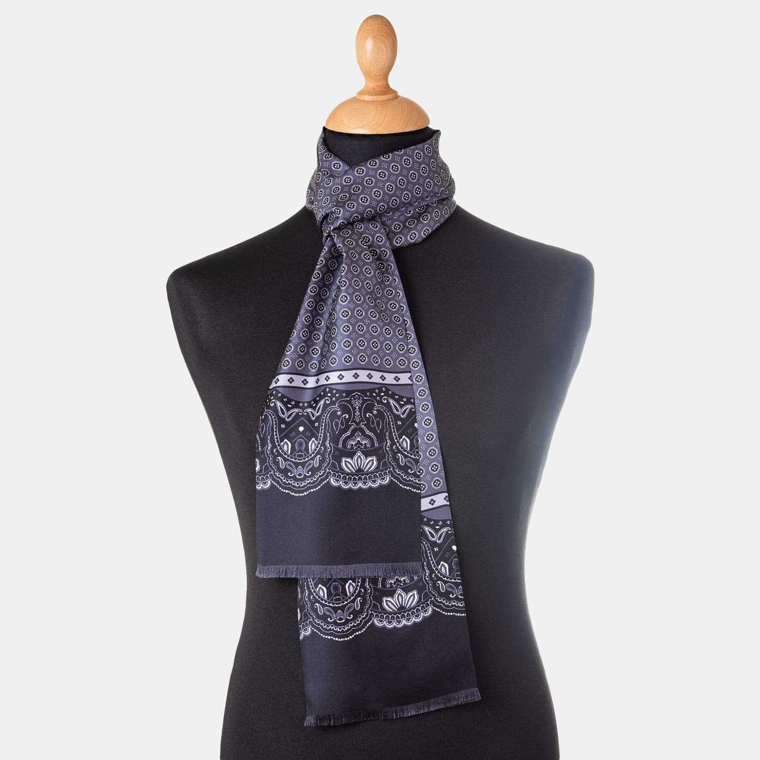 Black and Grey Scarf Large Square Scarf Pure Silk Scarf -  Canada