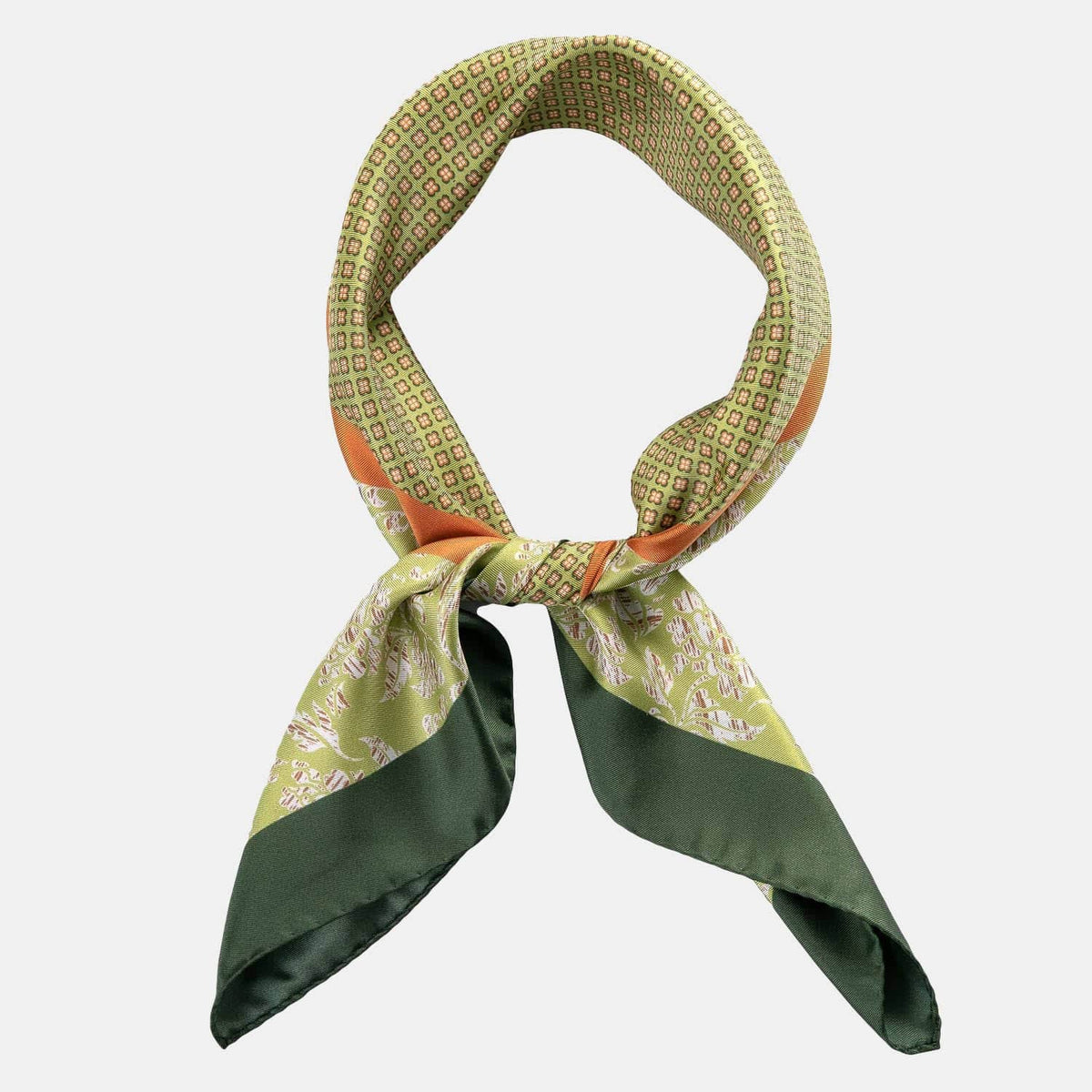 green silk twill small square scarf
