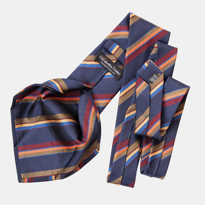 Italian Silk Tie - Navy Stripes - Elizabetta