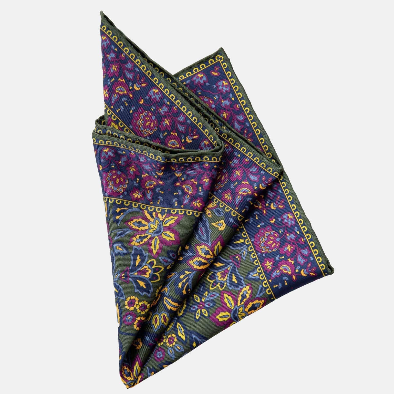 Green and purple luxury silk handkerchief