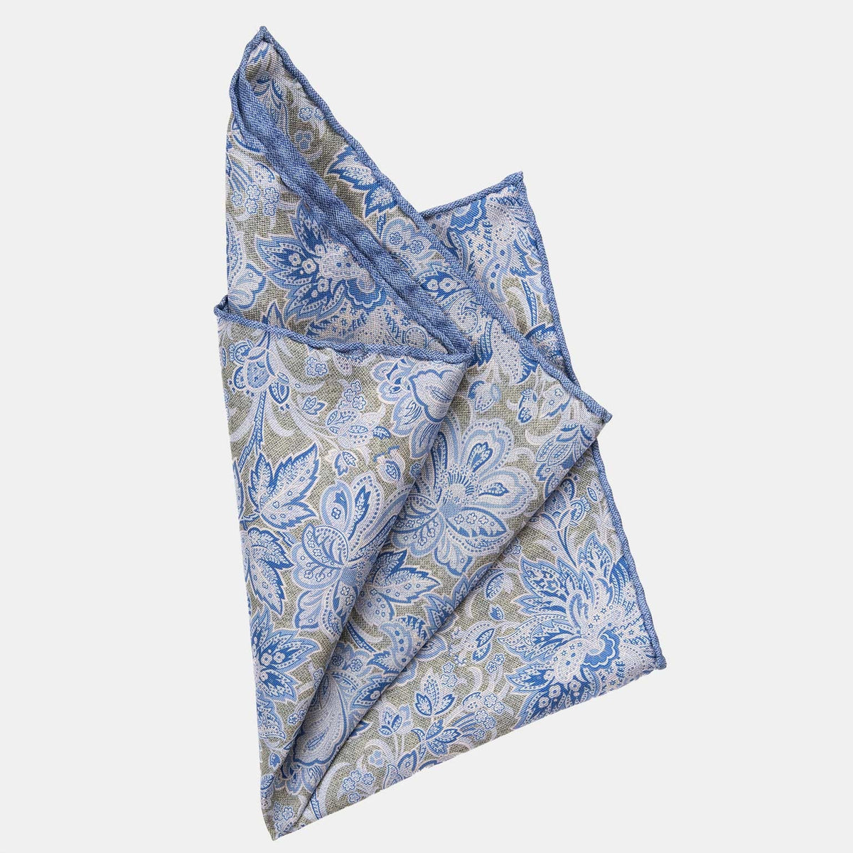 Blue Double Sided Silk Pocket Square 